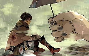 Attack of The Titans digital wallpaper, Shingeki no Kyojin, anime boys, anime, umbrella
