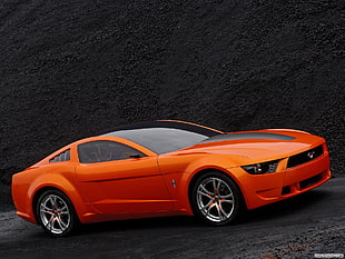 orange Ford Mustang coupe, Ford Mustang, car