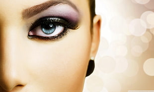 makeup eyeshadow, blue eyes, face, eyeshadow, portrait HD wallpaper
