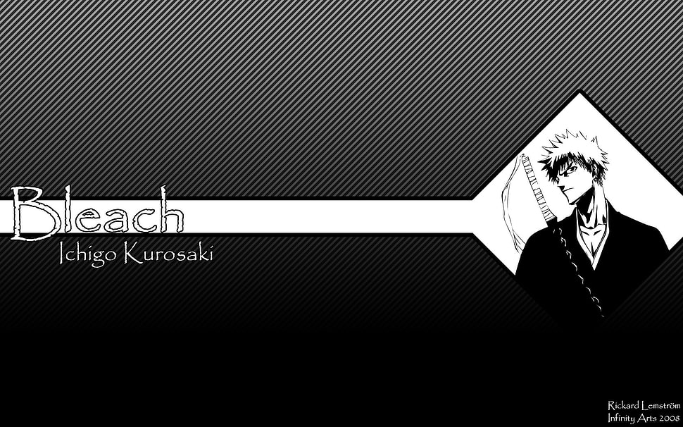 Bleach Ichigo Kurosaki wallpaper, Bleach, Kurosaki Ichigo, monochrome, stripes HD wallpaper