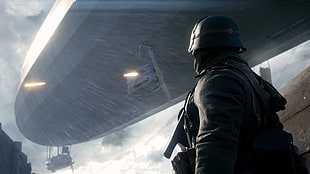 men's black top and helmet, Battlefield 1, Battlefield