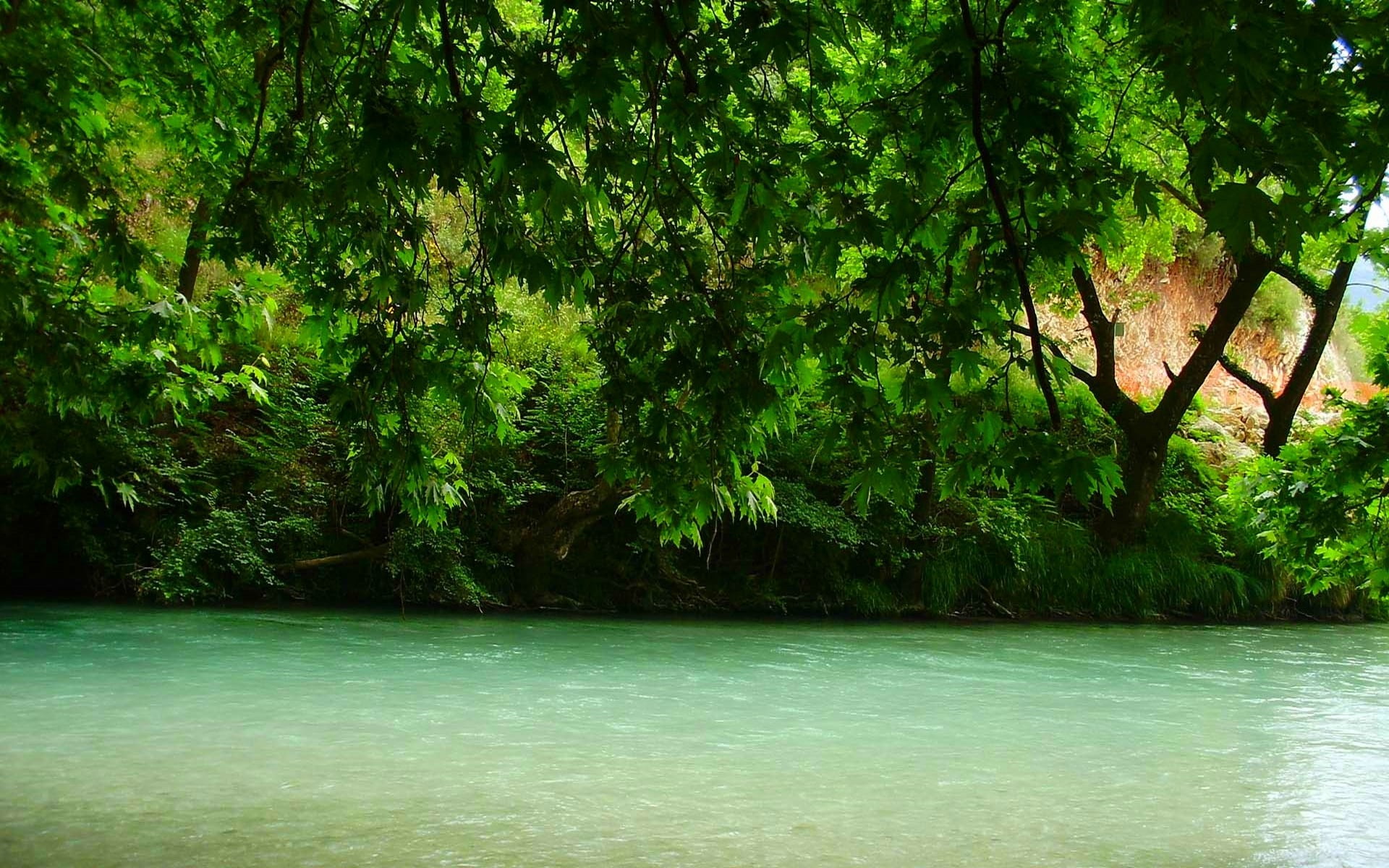 calm river, nature, landscape, river, Greece
