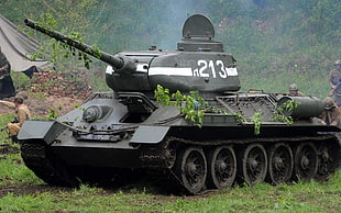 black military tank, tank, T-34-85, vehicle, military