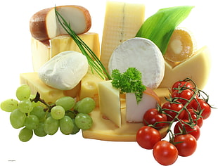 assorted cheese and fruits