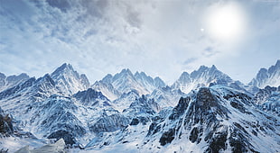 snow capped mountain range HD wallpaper