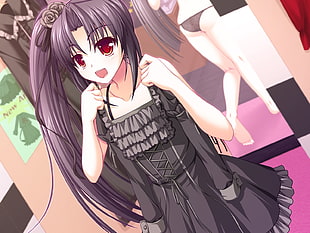 gray haired female anime character wearing apron