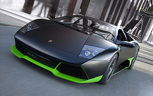 black and green Lamborghini Huracan