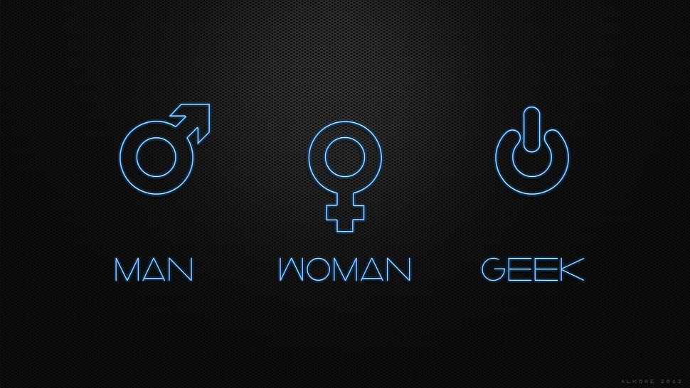 man woman and geek signs illustration HD wallpaper