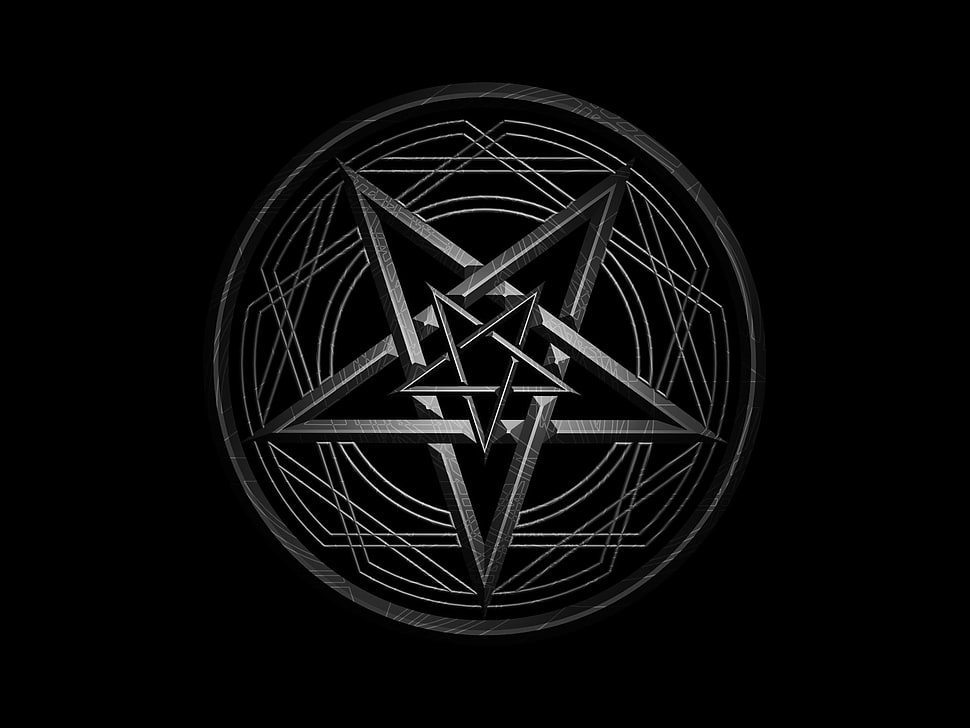 white and gray star logo, Gothic, pentagram HD wallpaper