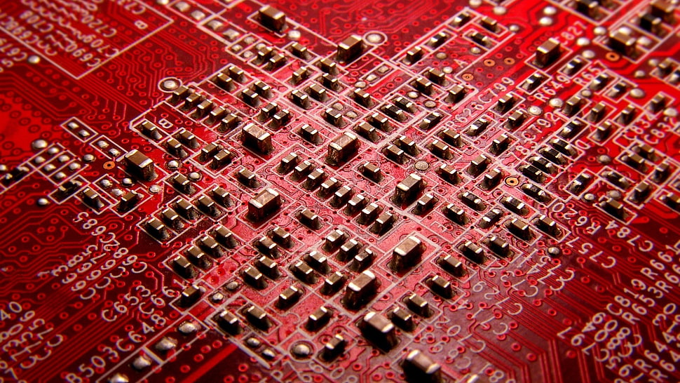 red and black circuit board HD wallpaper