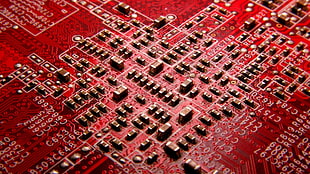 red and black circuit board HD wallpaper