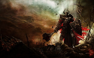 warrior holding shield and axe wallpaper, Diablo III