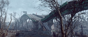 broken green bridge illustration, video games, Fallout 4, Fallout