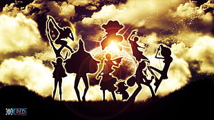 One Piece wallpaper, One Piece, clouds, silhouette, lens flare
