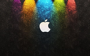 Apple logo with assorted colored floral background