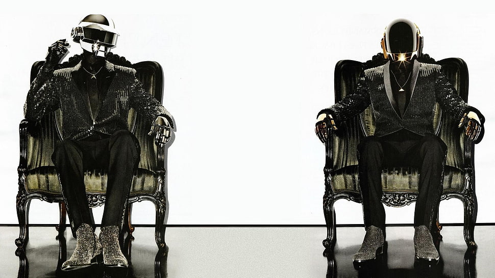 two brown-and-black armchairs, Daft Punk HD wallpaper