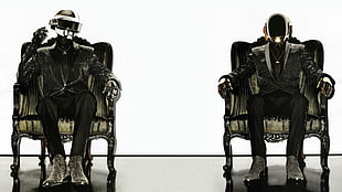 two brown-and-black armchairs, Daft Punk