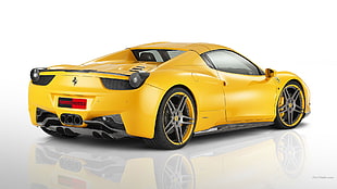 yellow Ferrari coupe, Ferrari 458, supercars, car
