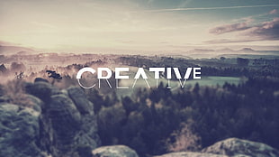 Creative text poster, landscape, typography, blurred, filter