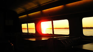orange sunset, train, sunlight HD wallpaper