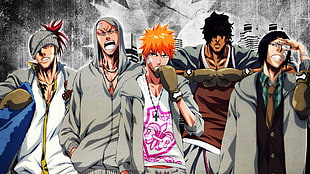 Bleach character poster, anime, Bleach, Kurosaki Ichigo, Abarai Renji