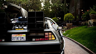 black car, Back to the Future, DeLorean, car