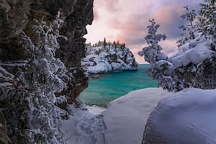 body of water, winter, water, snow, nature