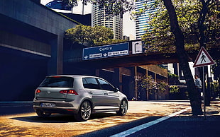 gray 5-door hatchback, Volkswagen, golf VII, car HD wallpaper