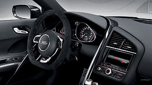 black Audi steering wheel, Audi R8, car interior, Audi, car HD wallpaper