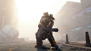 robot character near house at daytime