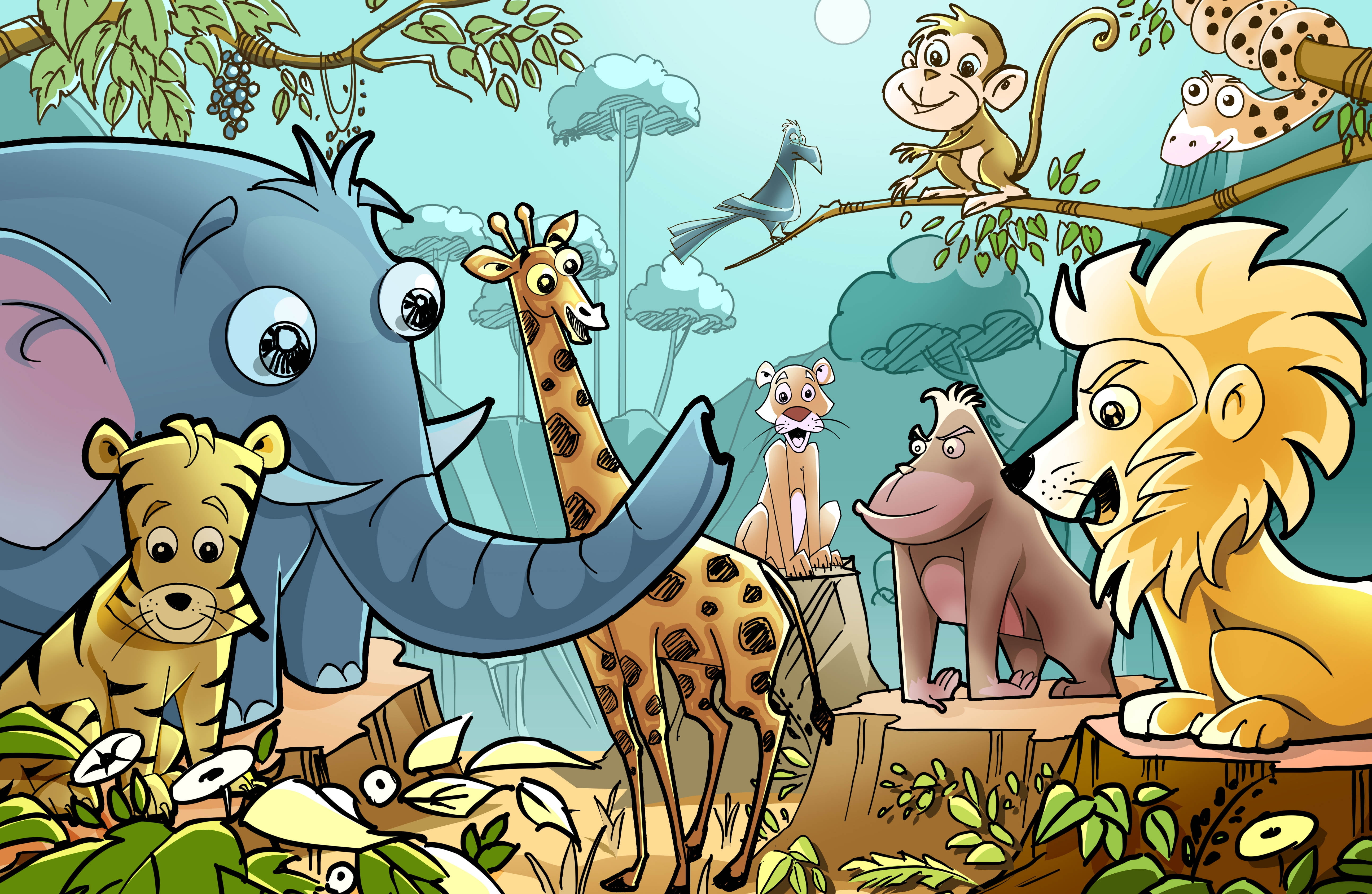 Animated jungle animals HD wallpaper | Wallpaper Flare