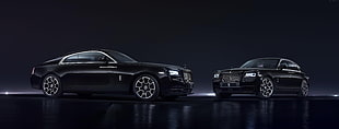 two black Rolls Royce Phantoms HD wallpaper