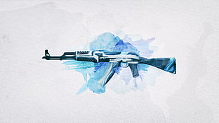 blue and grey AK-47 rifle