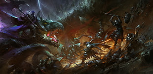 soldier holding battle axe riding monster wallpaper, fantasy art HD wallpaper