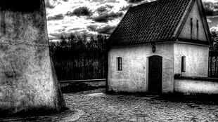 gray and black metal tool, architecture, house, HDR, monochrome