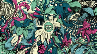 green and blue floral digital wallpaper, Desktopography, Photoshop,   digital , artwork