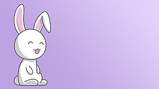white and pink bunny illustration HD wallpaper