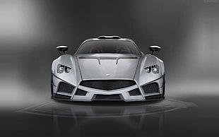 silver car illustration with gray background
