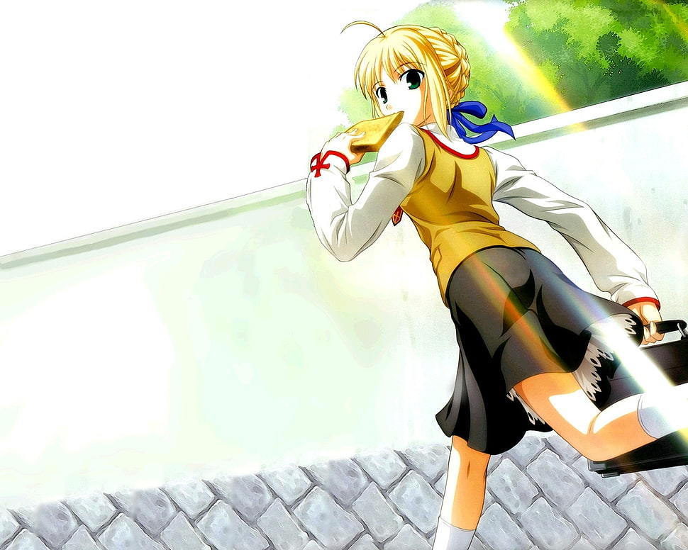 yellow haired anime character HD wallpaper