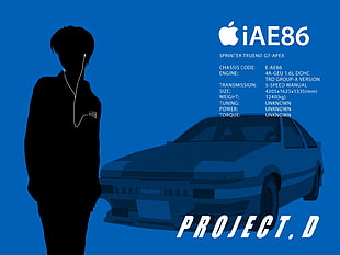iAE86 Project.D advertisement, Initial D, simple background, Ipod