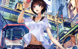 woman wearing white top anime illustration