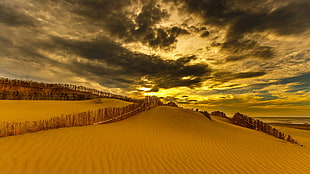 brown desert, nature, landscape, clouds, desert HD wallpaper