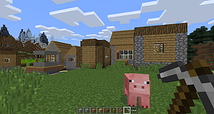 pig near house minecraft game