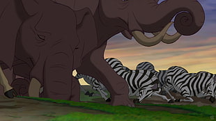 elephant and zebra animal illustration, movies, The Lion King, Disney, animated movies HD wallpaper