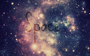 galaxy with space text overla, space, nebula, stars