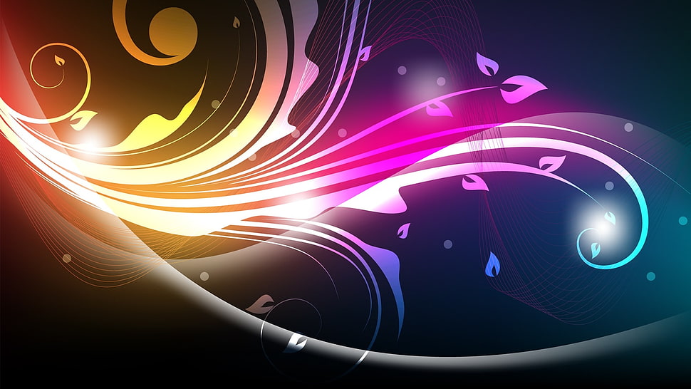 pink, blue, white, and yellow abstract wallpaper HD wallpaper