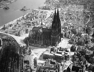 concrete structures, World War II, Cologne Cathedral, vintage, ruin