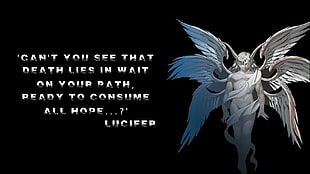 angel illustration with text overlay, quote, death