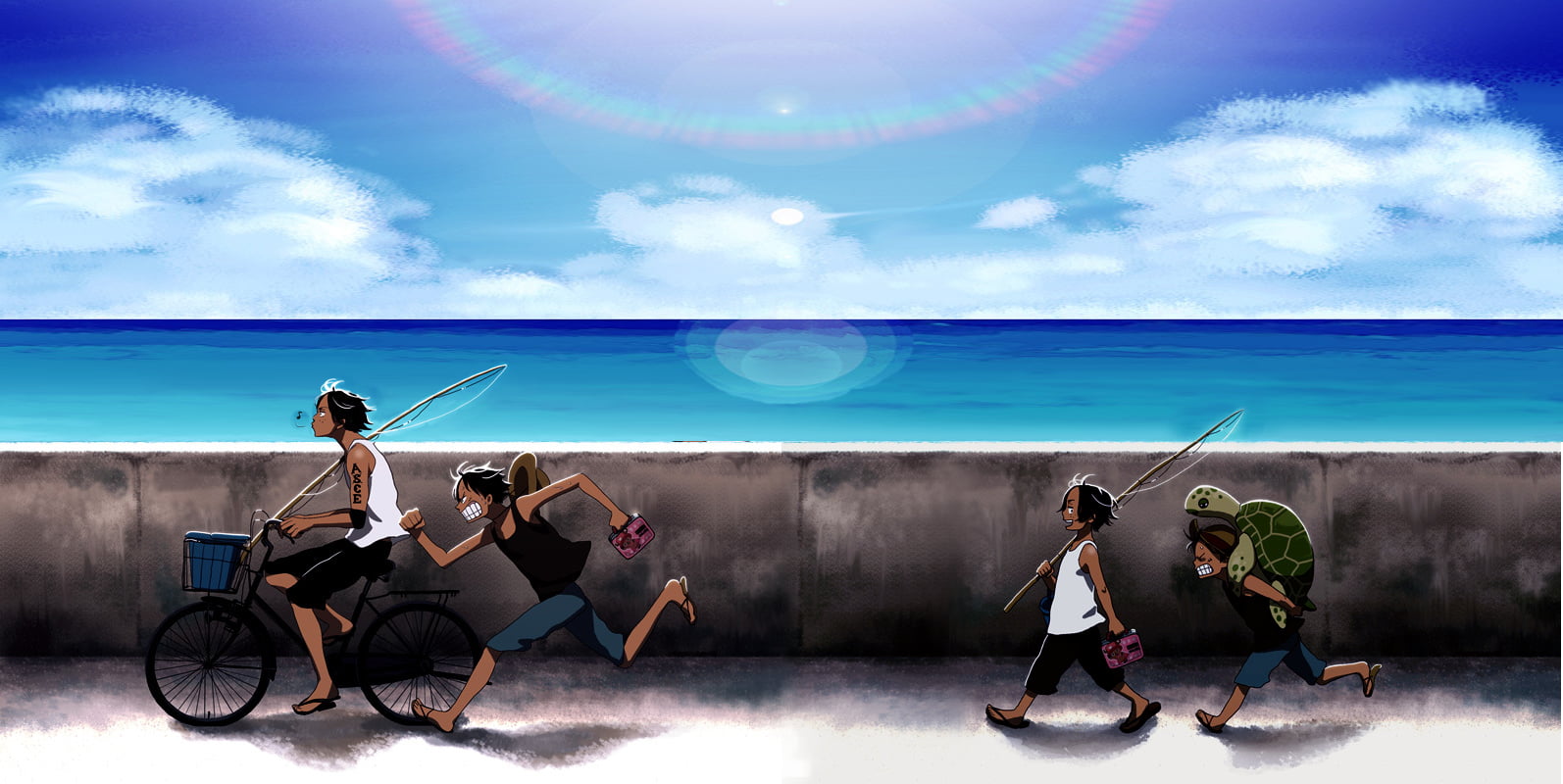 One Piece anime illustration, One Piece, anime, anime boys, sea