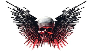 skull logo, The Expendables, weapon, gun, skull HD wallpaper